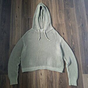 💙 Pink Chunky Knit Oversized Soft Cotton Hoodie Size L/XL Fall Outdoors Loungwe